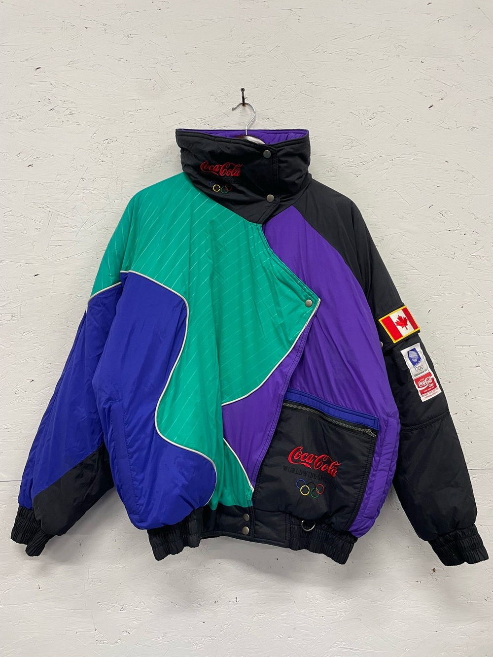 Vintage 1994 Lillehammer Winter Olympics Coca-Cola Sponsor Puffer Jacket, Size L